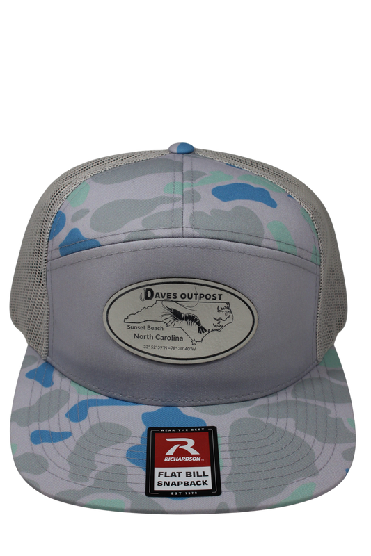 Blue Camo Daves Hat with White Leather Patch