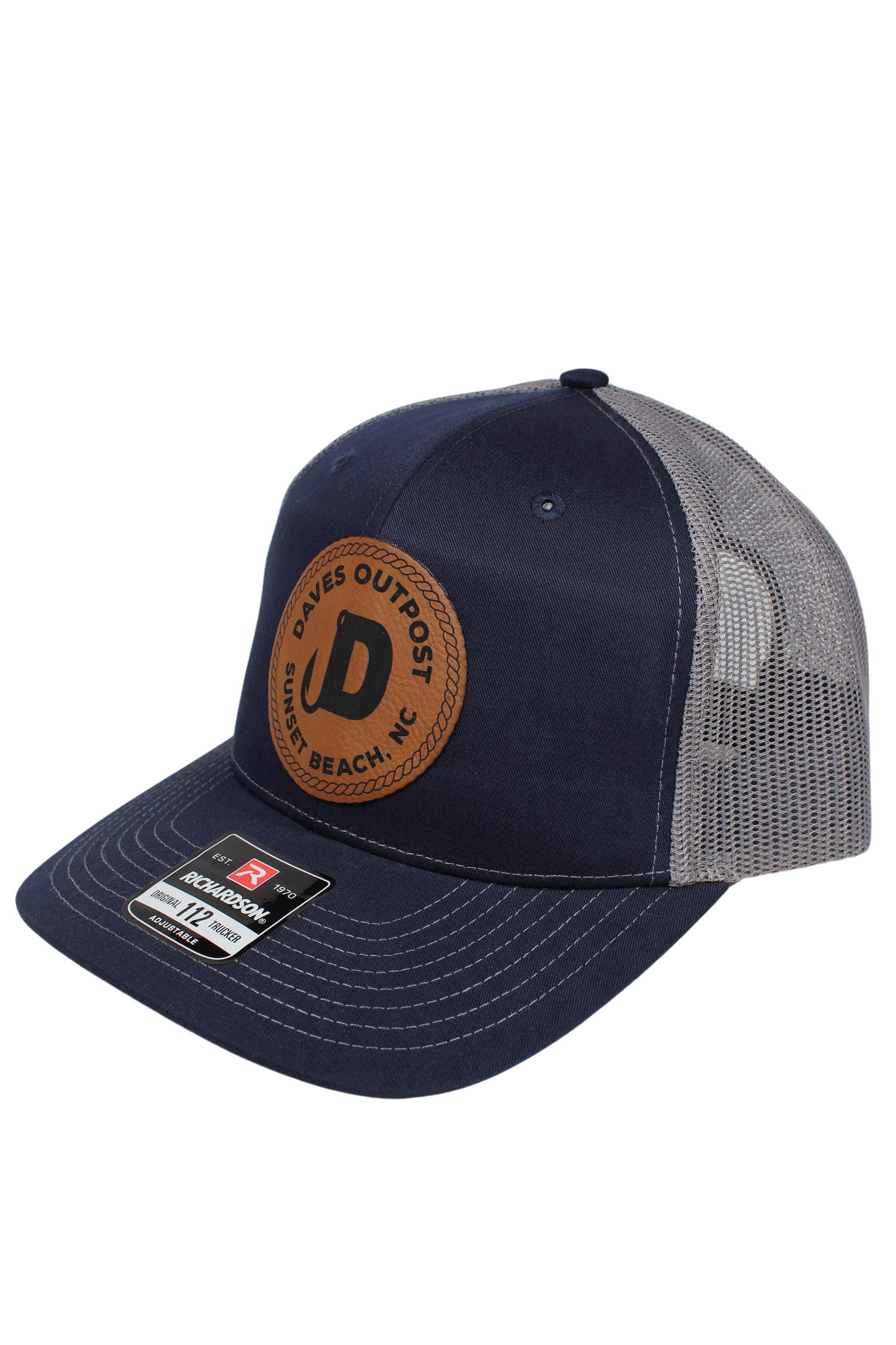 Navy Blue Daves Outpost Leather Patch Hat