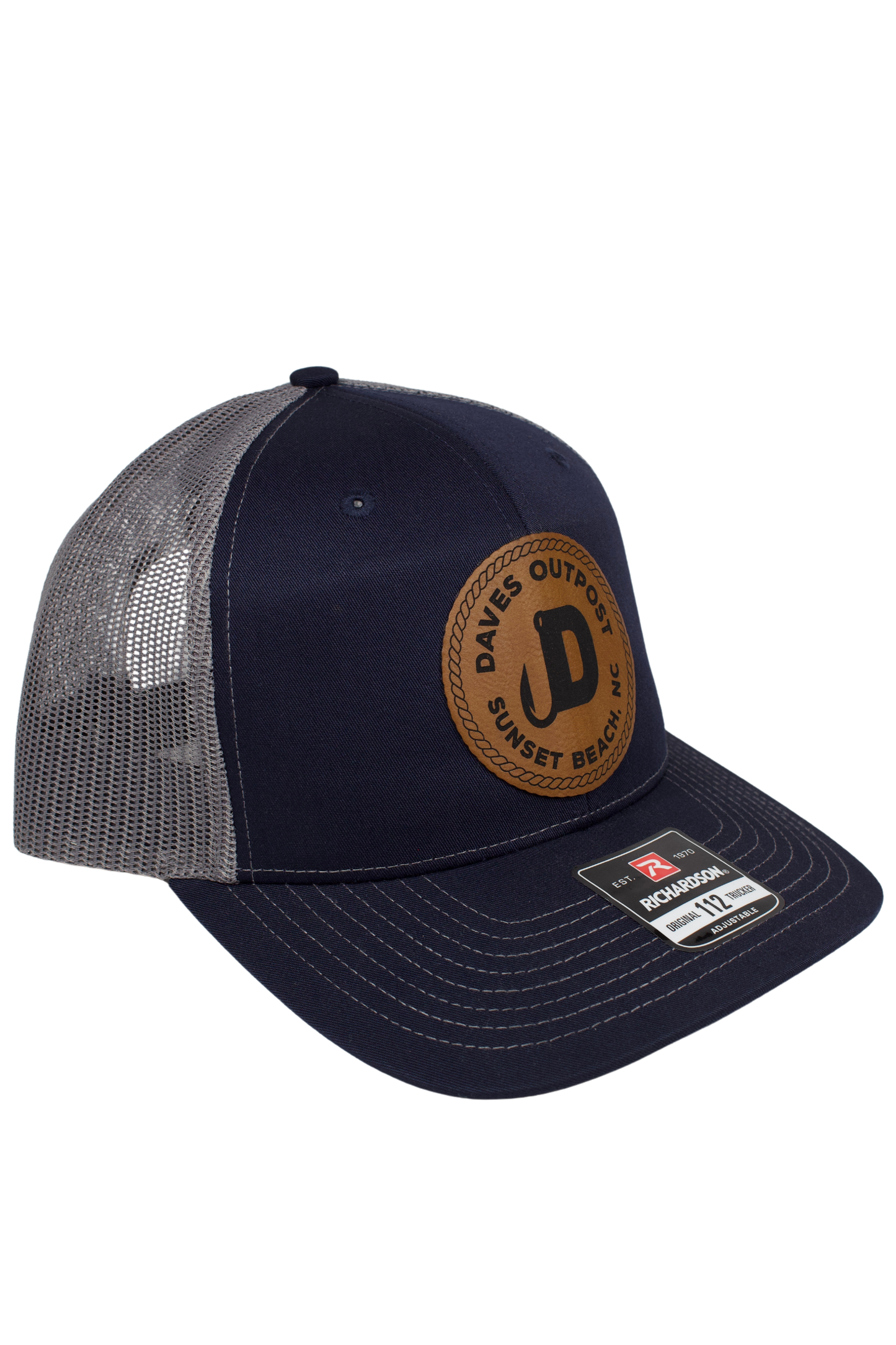 Navy Blue Daves Outpost Leather Patch Hat
