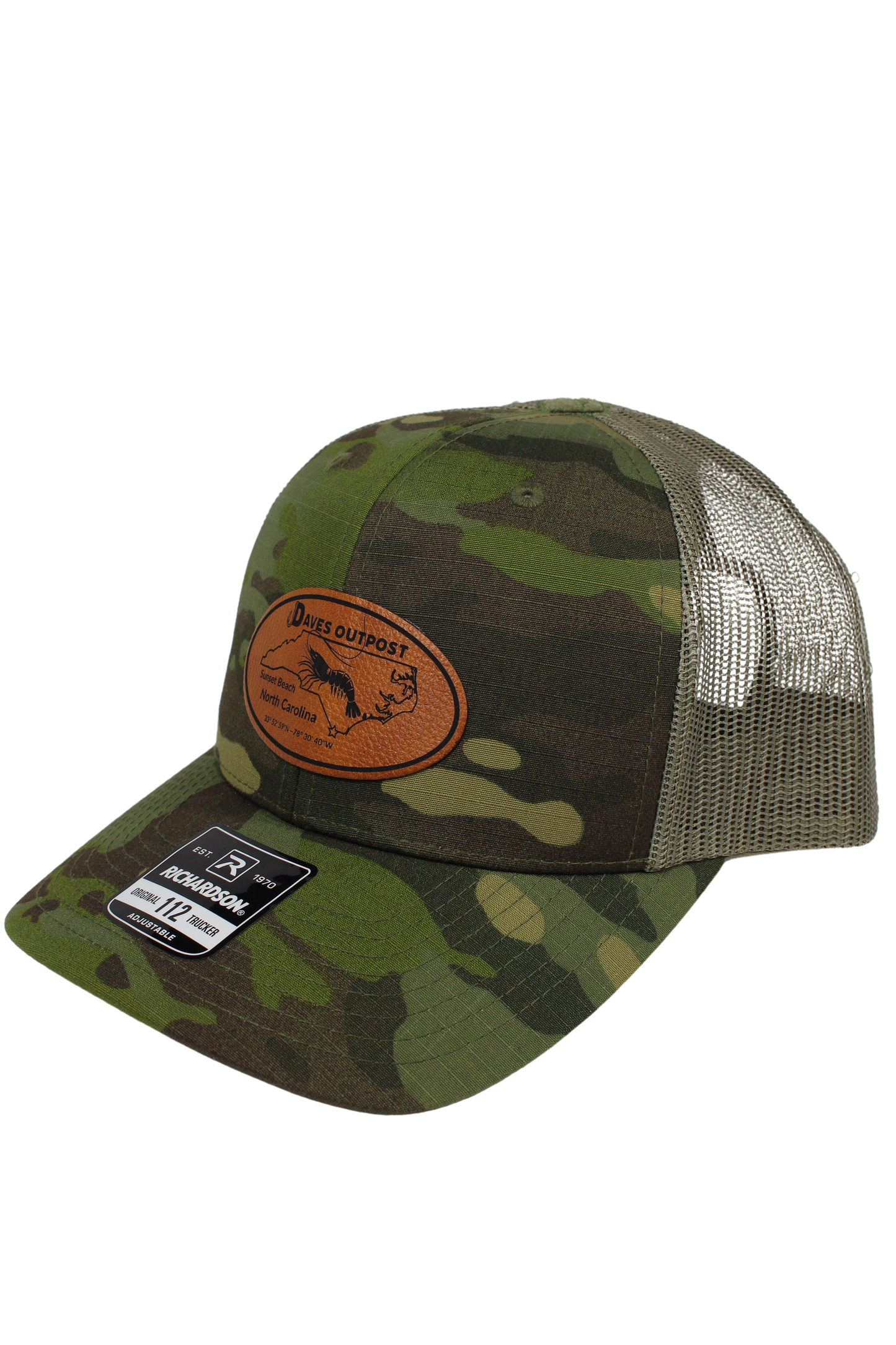 Green Camouflage Daves Outpost Leather Patch Hat