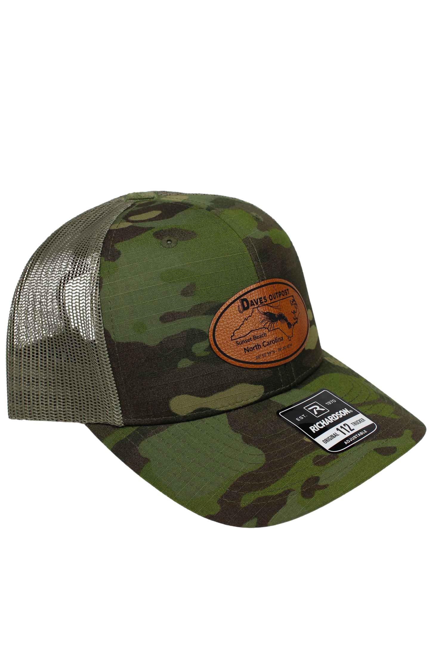 Green Camouflage Daves Outpost Leather Patch Hat