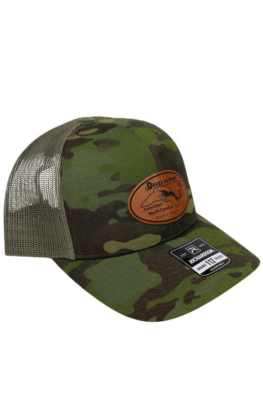 Green Camouflage Daves Outpost Leather Patch Hat