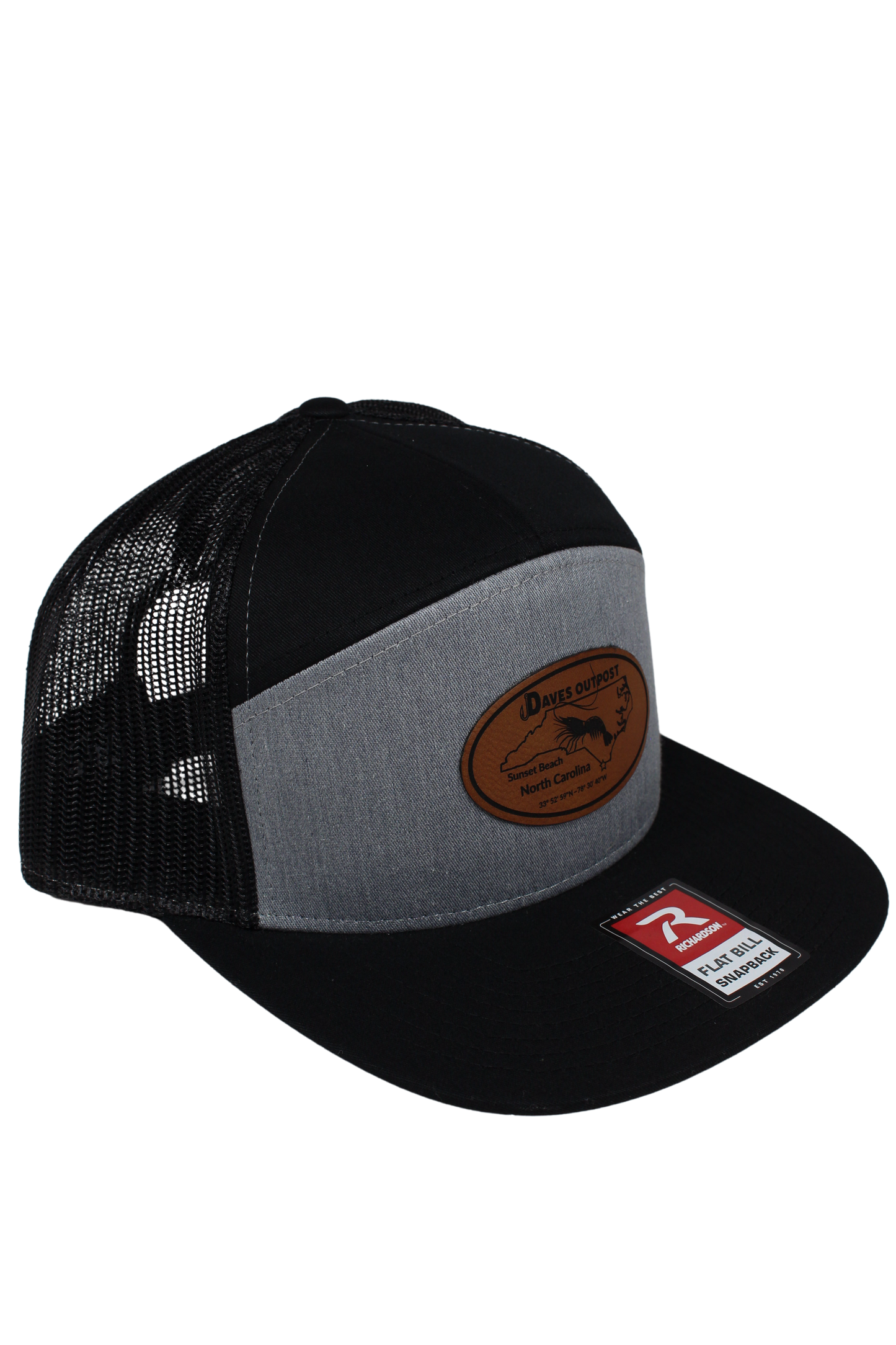 Black Daves Outpost Flat Bill Leather Patch Hat